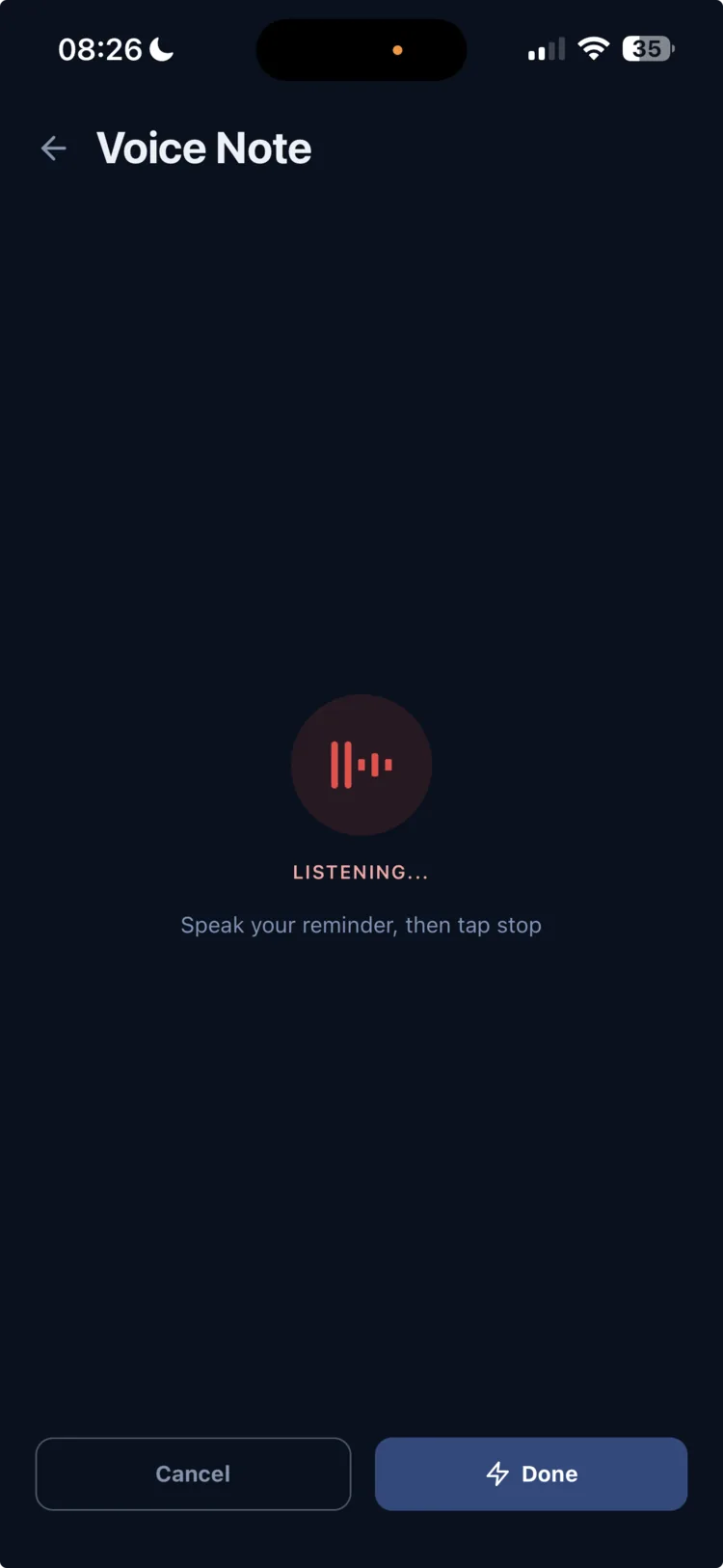 LoopQue say it out loud screen
